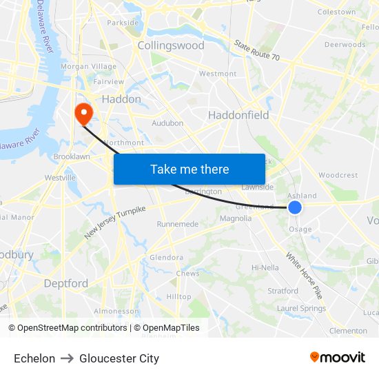 Echelon to Gloucester City map