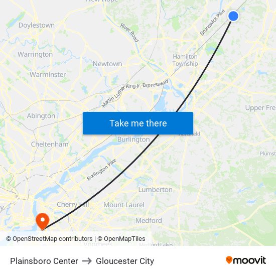 Plainsboro Center to Gloucester City map