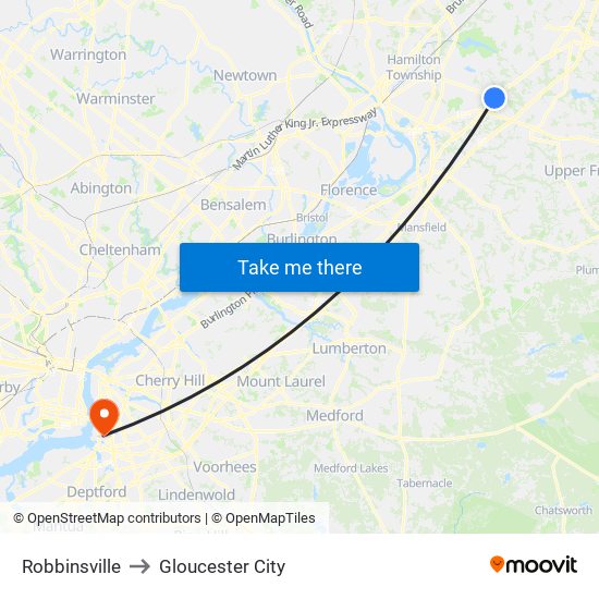 Robbinsville to Gloucester City map
