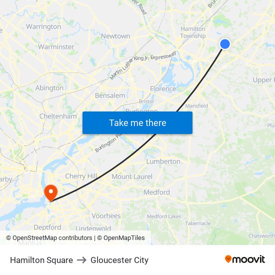 Hamilton Square to Gloucester City map