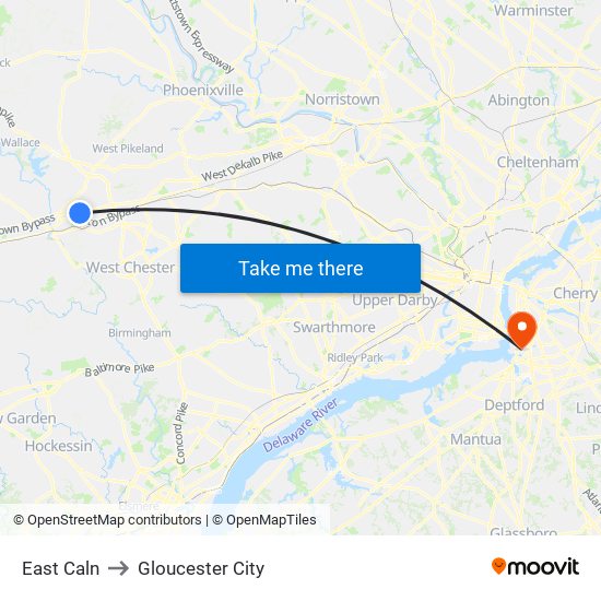 East Caln to Gloucester City map