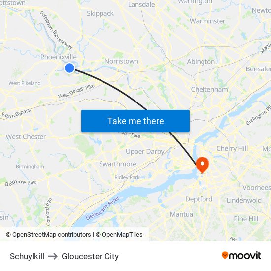 Schuylkill to Gloucester City map