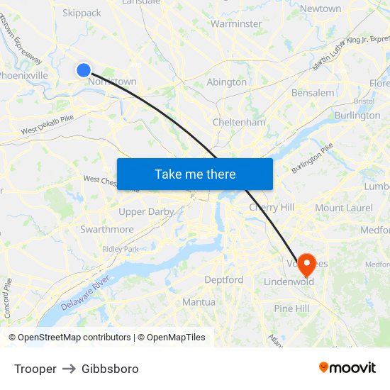 Trooper to Gibbsboro map