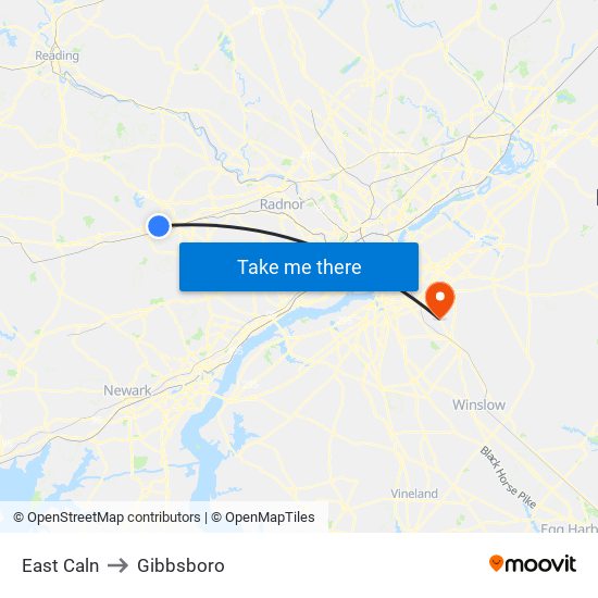East Caln to Gibbsboro map