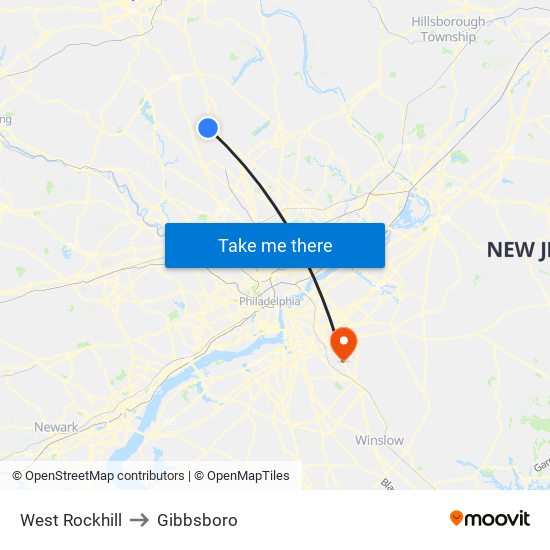West Rockhill to Gibbsboro map