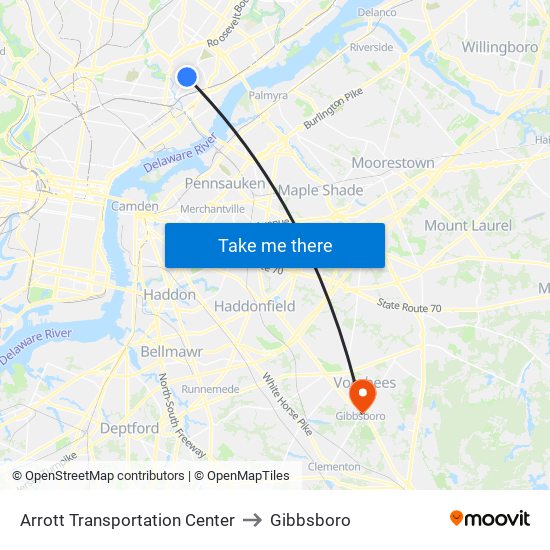 Arrott Transportation Center to Gibbsboro map