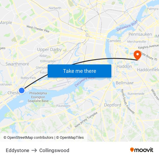 Eddystone to Collingswood map