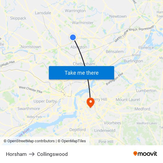 Horsham to Collingswood map