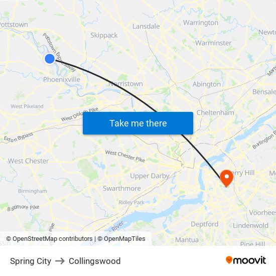 Spring City to Collingswood map