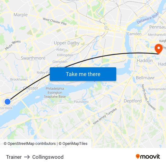 Trainer to Collingswood map