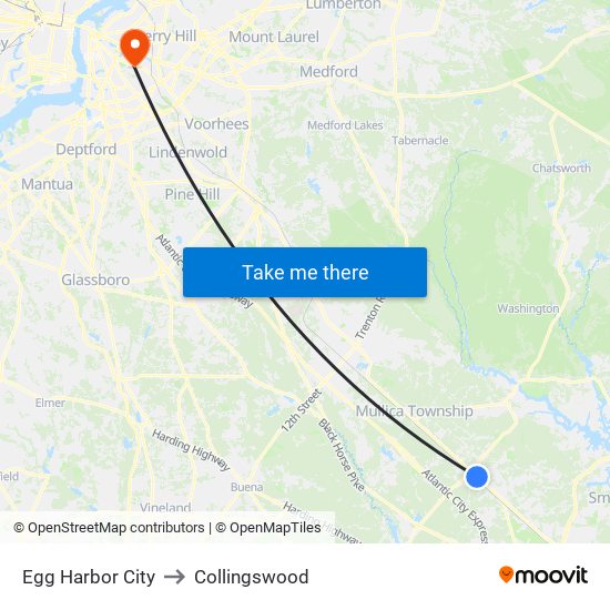 Egg Harbor City to Collingswood map