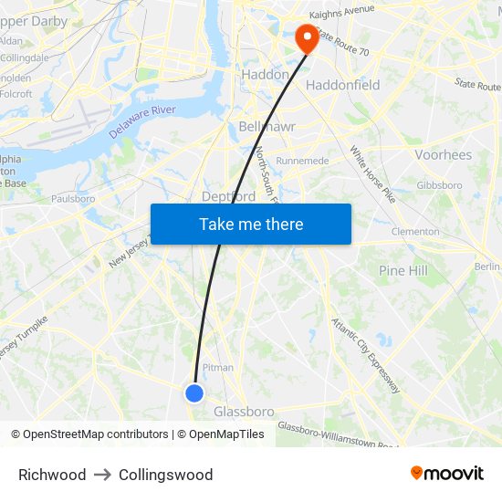 Richwood to Collingswood map