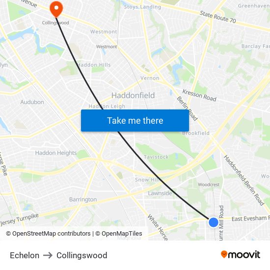 Echelon to Collingswood map