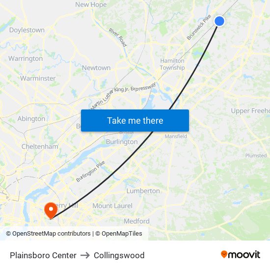 Plainsboro Center to Collingswood map