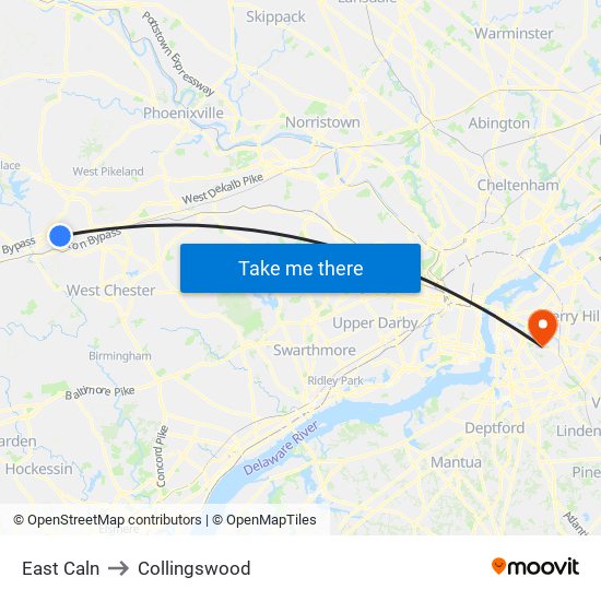 East Caln to Collingswood map