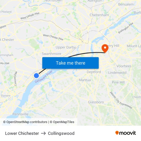 Lower Chichester to Collingswood map