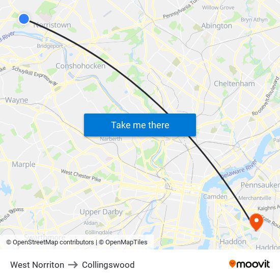 West Norriton to Collingswood map