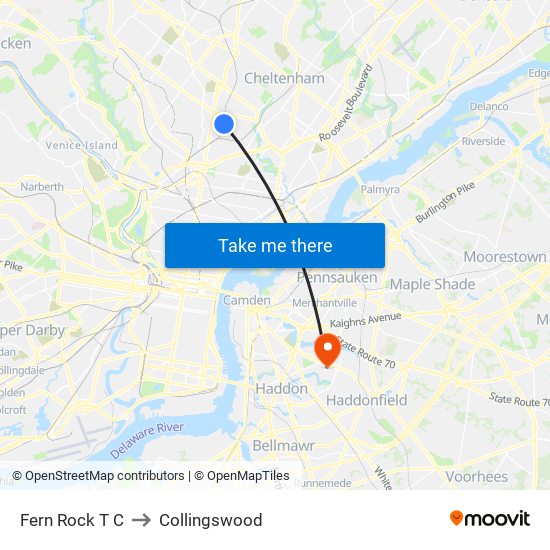 Fern Rock T C to Collingswood map