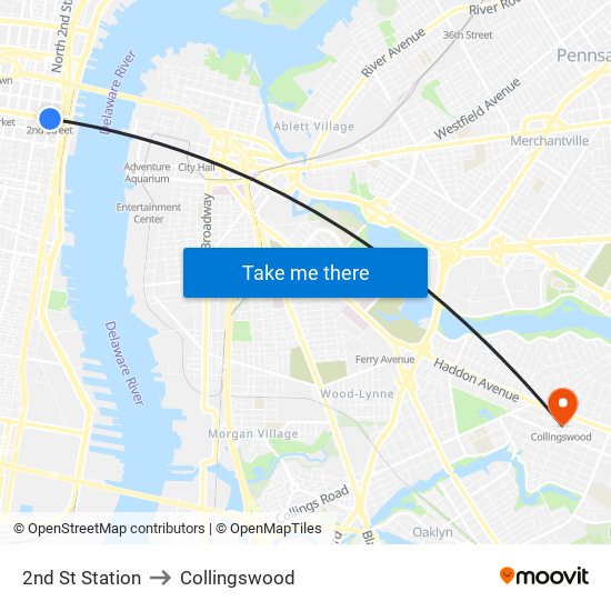 2nd St Station to Collingswood map