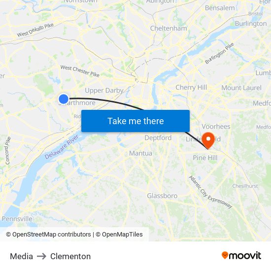 Media to Clementon map