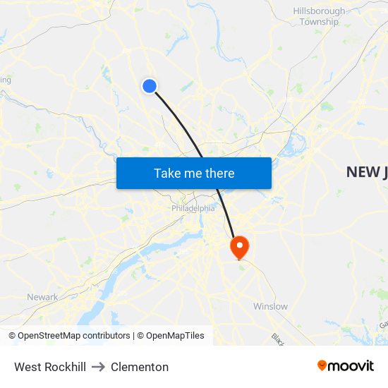 West Rockhill to Clementon map