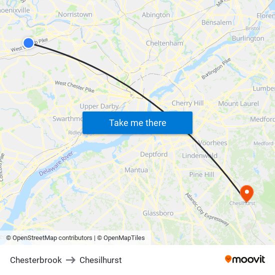 Chesterbrook to Chesilhurst map