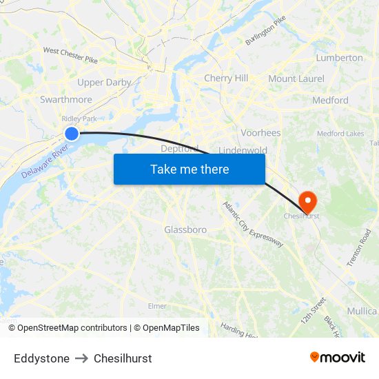 Eddystone to Chesilhurst map