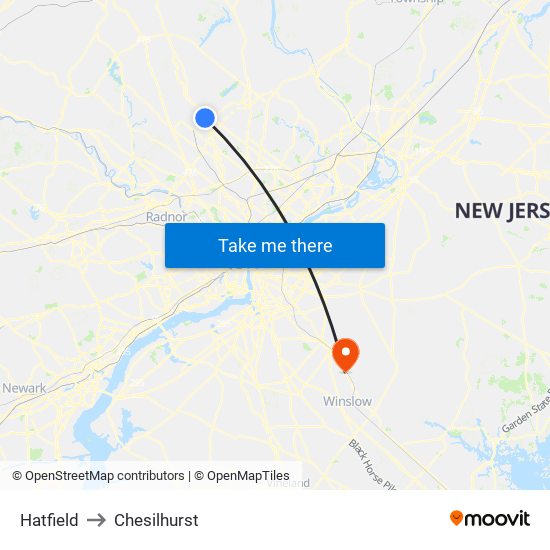 Hatfield to Chesilhurst map