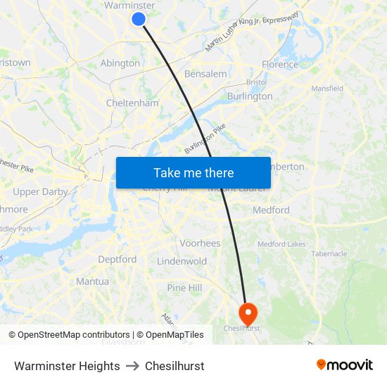 Warminster Heights to Chesilhurst map