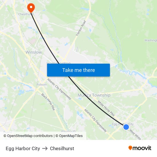 Egg Harbor City to Chesilhurst map