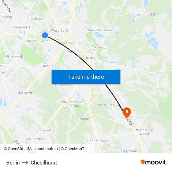 Berlin to Chesilhurst map