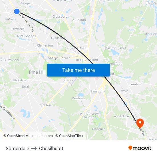 Somerdale to Chesilhurst map