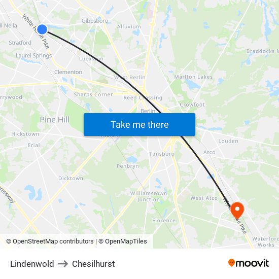 Lindenwold to Chesilhurst map