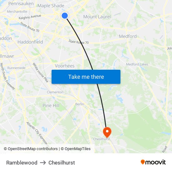 Ramblewood to Chesilhurst map