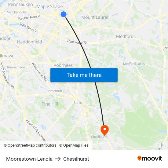 Moorestown-Lenola to Chesilhurst map