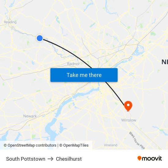 South Pottstown to Chesilhurst map