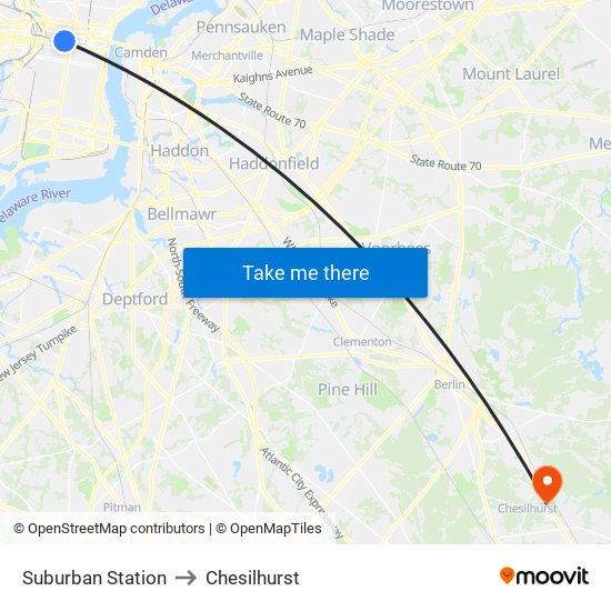 Suburban Station to Chesilhurst map