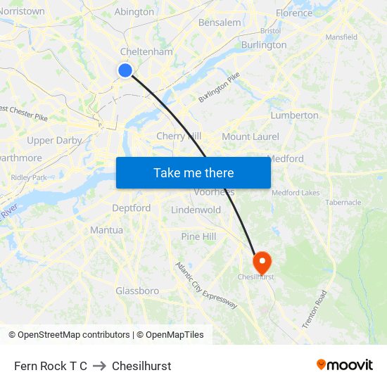 Fern Rock T C to Chesilhurst map