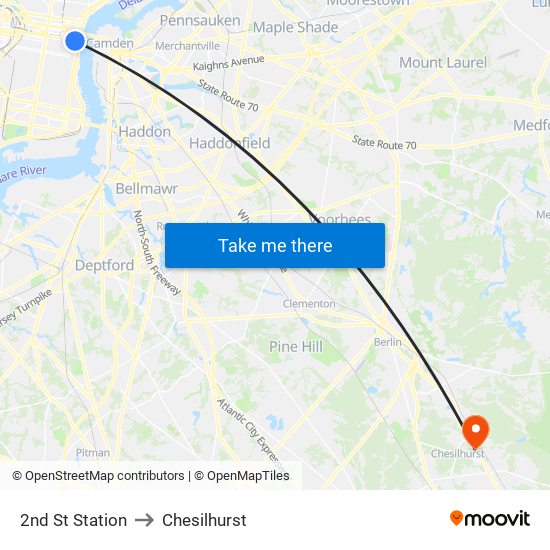 2nd St Station to Chesilhurst map