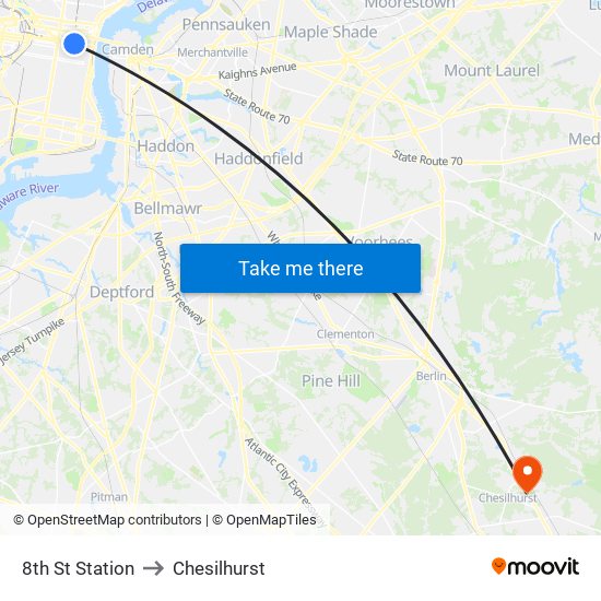 8th St Station to Chesilhurst map