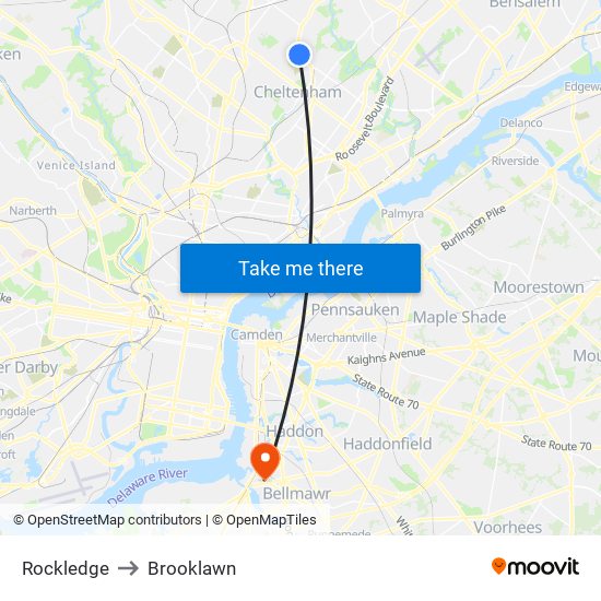 Rockledge to Brooklawn map