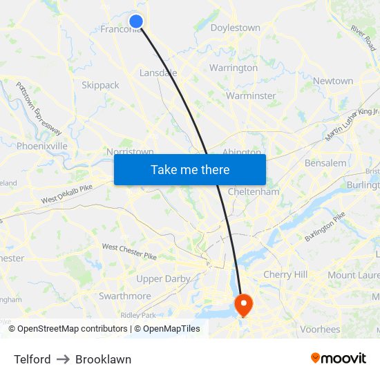 Telford to Brooklawn map