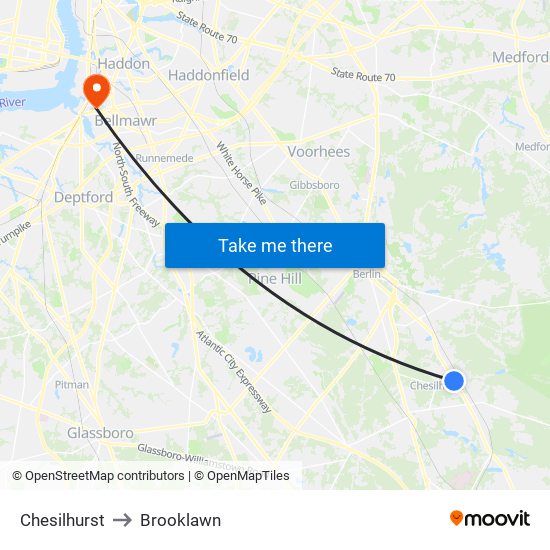 Chesilhurst to Brooklawn map