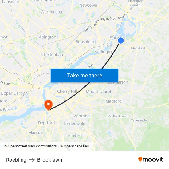 Roebling to Brooklawn map