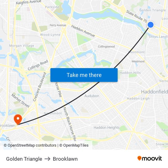 Golden Triangle to Brooklawn map
