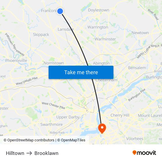 Hilltown to Brooklawn map