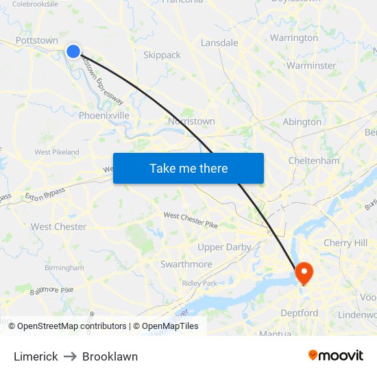 Limerick to Brooklawn map