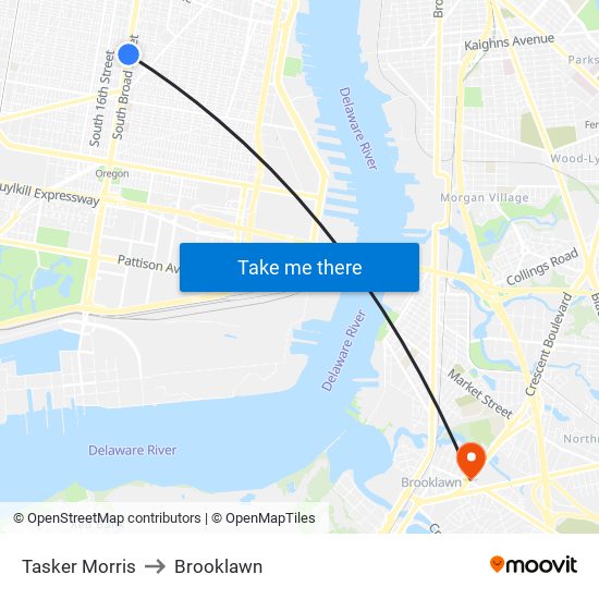 Tasker Morris to Brooklawn map