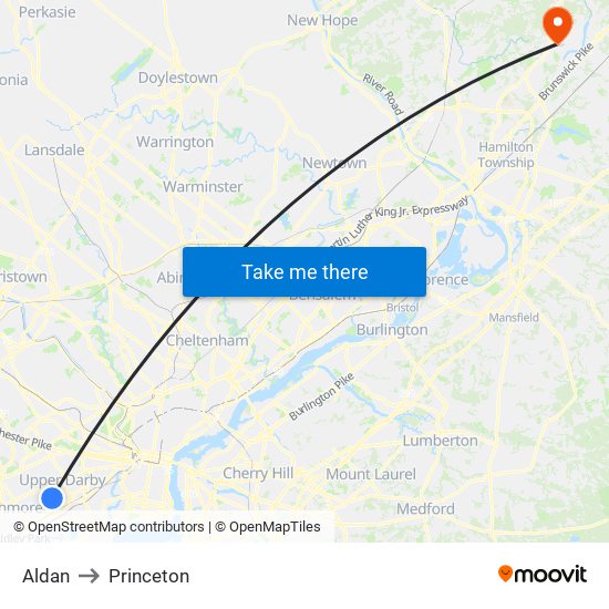 Aldan to Princeton map