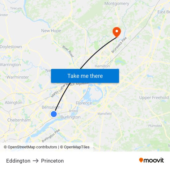 Eddington to Princeton map